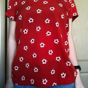 Red Flower Gap Blouse